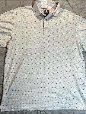 FootJoy White Polo with Navy Microdot Pattern